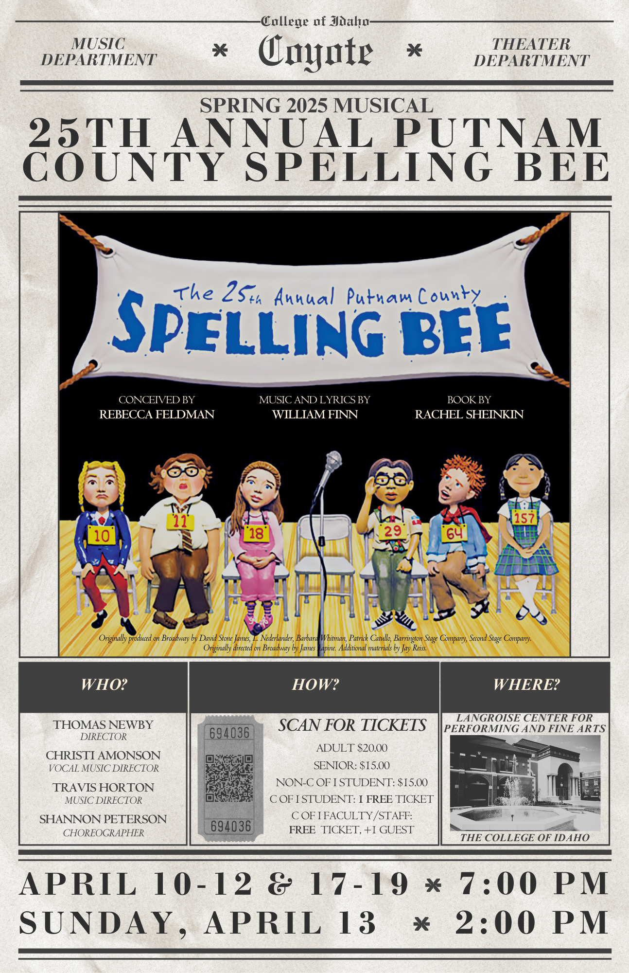 poster for Spelling Bee performance