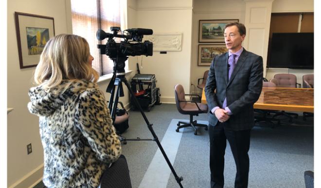 Doug Brigham being interviewed
