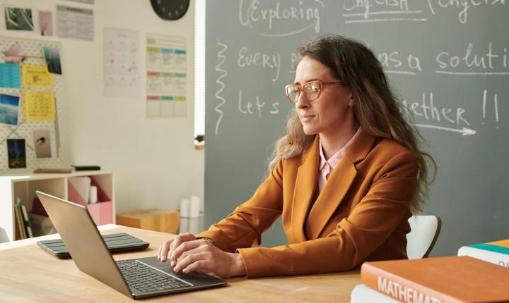 teacher on laptop