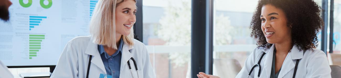 healthcare workers conversing